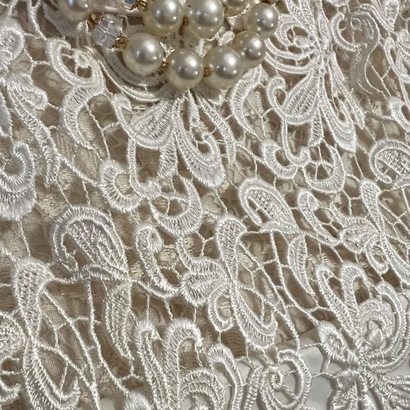 Adrianna Papell White Lace Romantic Dress Wedding Prom Cocktail NWT Size 12 - Picture 3 of 16